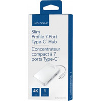 Insignia Slim Profile 7-Port Type-C Hub - HDMI, USB 3.0, Memory Card Reader, Ethernet Port - White 