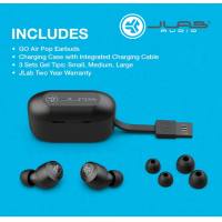 JLab Go Air Pop True Wireless Bluetooth Earbuds + Charging Case | Dual Connect | IPX4 Sweat Resistance | Bluetooth 5.1 Connection | 3 EQ Sound Settings: JLab Signature, Balanced, Bass Boost… (Black)