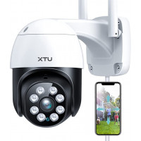 Security Camera Outdoor, XTU 360° Pan Tilt 2.4G Wired WiFi Cameras for Home Security with Mobile App